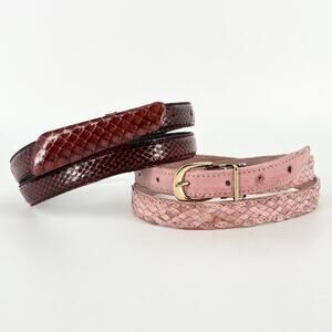 90s snakeskin and leather skinny belts 1990s vintage